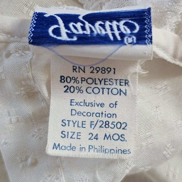 Vintage Fayette Smocked White Red Rose Baby Dress Size 24 Months Holiday - Picture 7 of 10